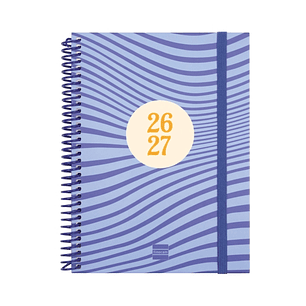 Finocam Diva Agenda Escolar 26/27 - Semana Vista Horizontal - Formato 4º - 155x212mm - Tapas de Carton Forrado - Papel de 80g/m2 - Espiral de Plastico