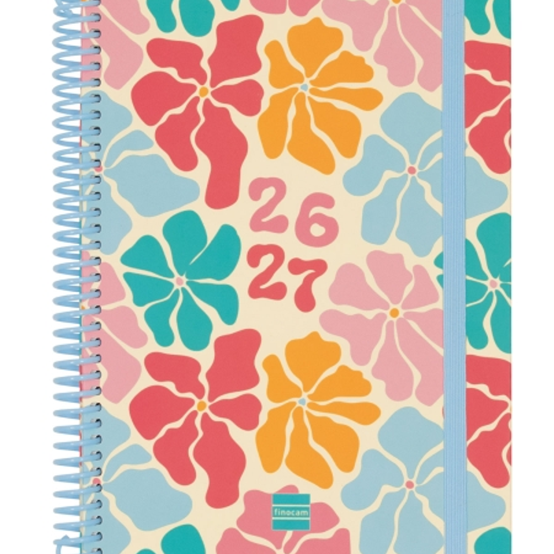 Finocam Diva Agenda Escolar 26/27 - Semana Vista Horizontal - Formato 4º - 155x212mm - Tapas de Carton Forrado - Papel de 80g/m2 - Espiral de Plastico 1
