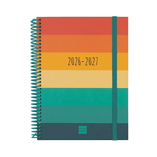 Finocam Diva Agenda Escolar 26/27 en Catalan - Semana Vista Horizontal - Formato 4º - 155x212mm - Tapas de Carton Forrado - Papel de 80g/m2 - Espiral 