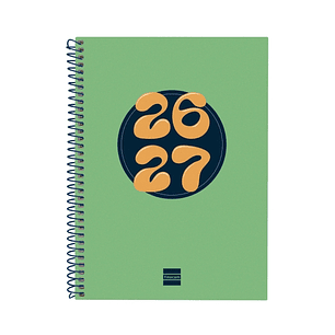 Finocam Cool Agenda Escolar 26/27 - Semana Vista Horizontal - Formato 4º - 155x212mm - Tapas de Carton Forrado - Papel de 80g/m2 - Espiral Metalica - 