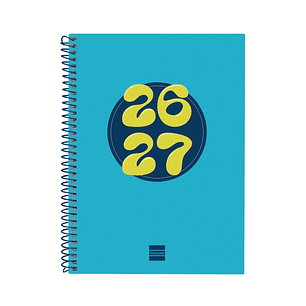 Finocam Cool Agenda Escolar 26/27 - Semana Vista Horizontal - Formato 4º - 155x212mm - Tapas de Carton Forrado - Papel de 80g/m2 - Espiral Metalica - 