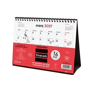 Finocam Neutro Calendario de Sobremesa en Catalan - 16 Meses - Mes Vista - Formato S - 210x150mm - Espiral Doble Metalica - Papel de 120g/m2 - Listado