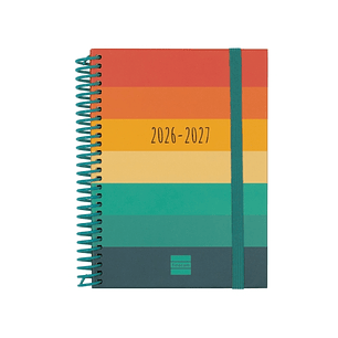 Finocam Diva Agenda Escolar 26/27 - Semana Vista Horizontal - Formato 8º - 120x164mm - Tapas de Carton Forrado - Papel de 80g/m2 - Espiral de Plastico