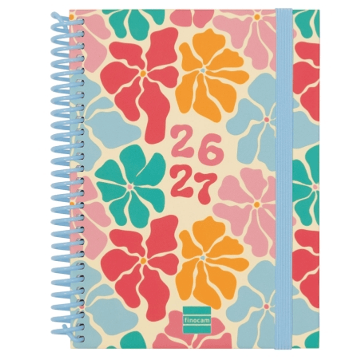 Finocam Diva Agenda Escolar 26/27 - Semana Vista Horizontal - Formato 8º - 120x164mm - Tapas de Carton Forrado - Papel de 80g/m2 - Espiral de Plastico 1