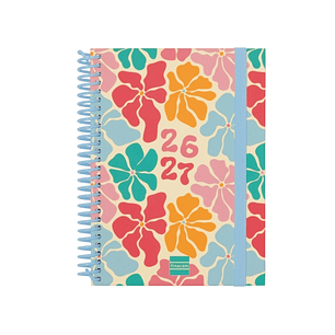 Finocam Diva Agenda Escolar 26/27 en Catalan - Semana Vista Horizontal - Formato 8º - 120x164mm - Tapas de Carton Forrado - Papel de 80g/m2 - Espiral 