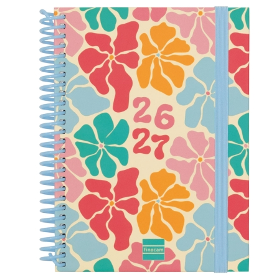 Finocam Diva Agenda Escolar 26/27 en Catalan - Semana Vista Horizontal - Formato 8º - 120x164mm - Tapas de Carton Forrado - Papel de 80g/m2 - Espiral  1
