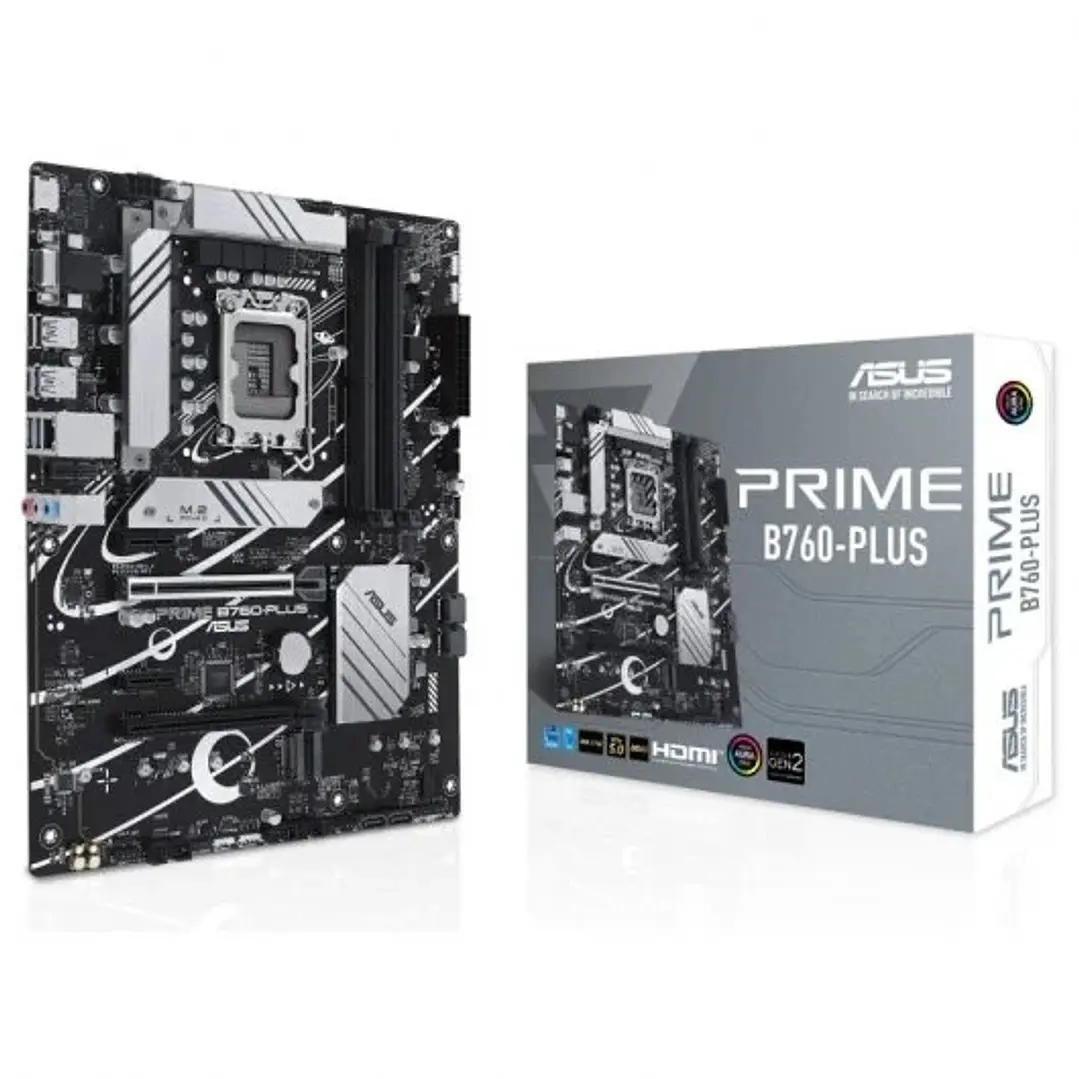Asus Prime B760-Plus Placa Base Intel 1700 - HDMI, VGA, PCIe 5.0, M2, 4x Sata III, USB 2.0, 3.2, RJ-45, DisplayPort 1