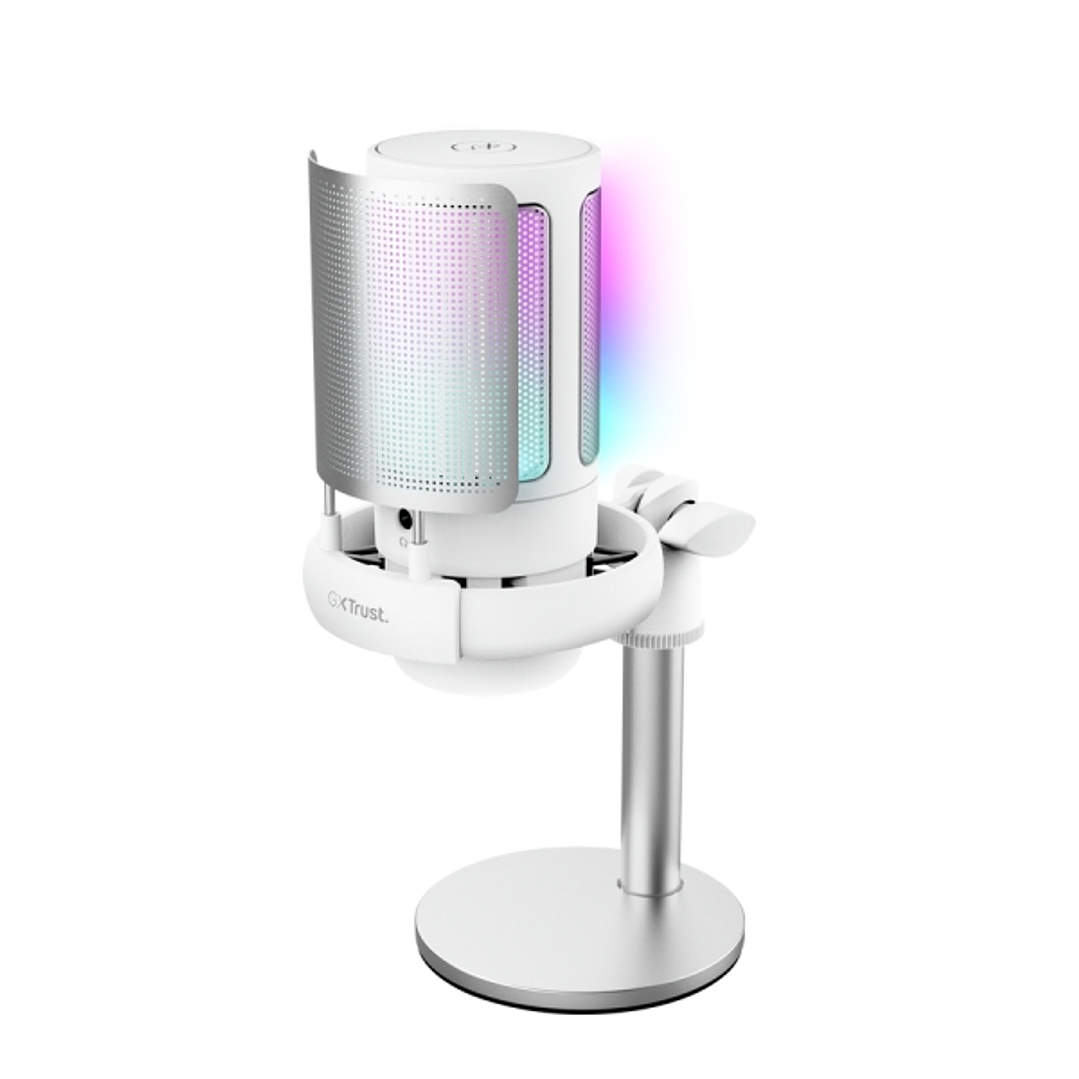 Trust GXT 238W Auron Microfono de Estudio - Cable USB-C 1.8m - Adapatador USB-A - Filtro Antipop de Rejilla - Iluminacion RGB - 85x120x215mm - Color B 1