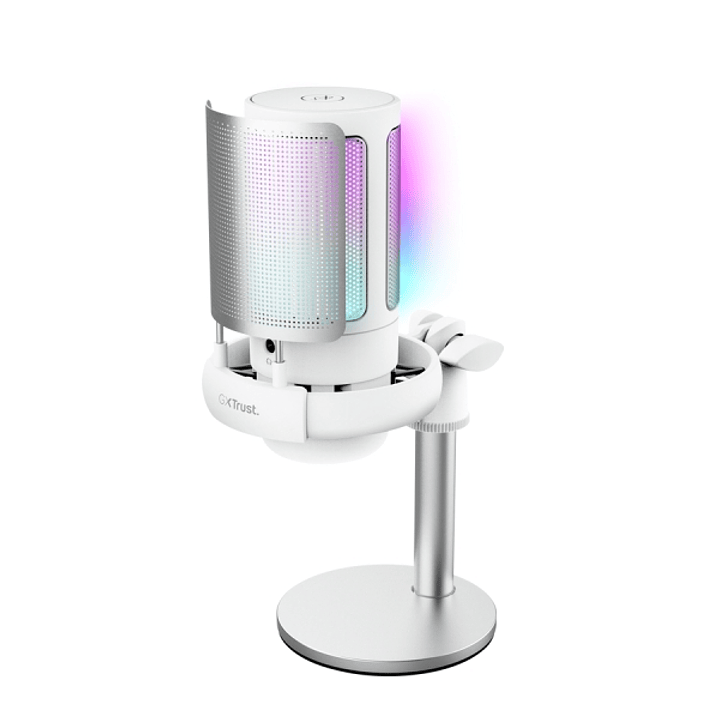 Trust GXT 238W Auron Microfono de Estudio - Cable USB-C 1.8m - Adapatador USB-A - Filtro Antipop de Rejilla - Iluminacion RGB - 85x120x215mm - Color B 1