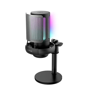 Trust GXT 238 Auron Microfono de Estudio - Cable USB-C 1.8m - Adapatador USB-A - Filtro Antipop de Rejilla - Iluminacion RGB - 85x120x215mm - Color Ne