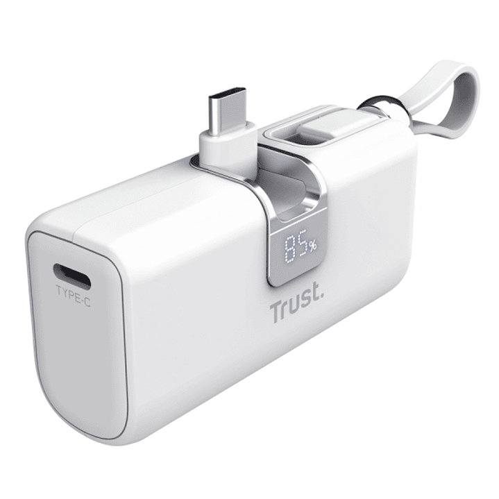 Trust Pacto Bateria Powerbank de 5000mAh - Potencia 20W - 3xUSB-C - Power Delivery - Deteccion Automatica - Plastico ABS - 25x39x77mm - Color Blanco 1