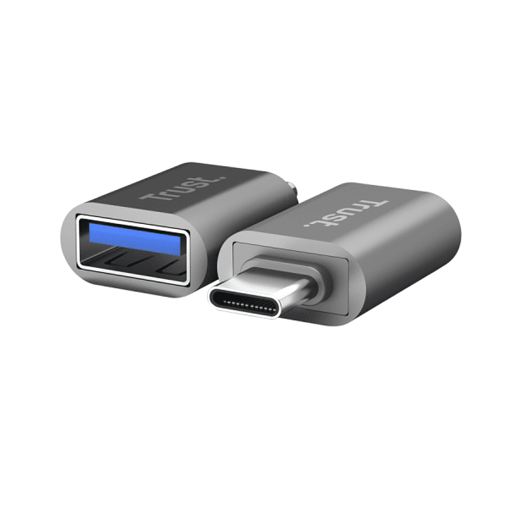 Trust Calyx Pack de 2 Adaptadores USB 3.0 - USB-A Hembra - USB-C Macho - 8x15x32mm - Color Gris 1