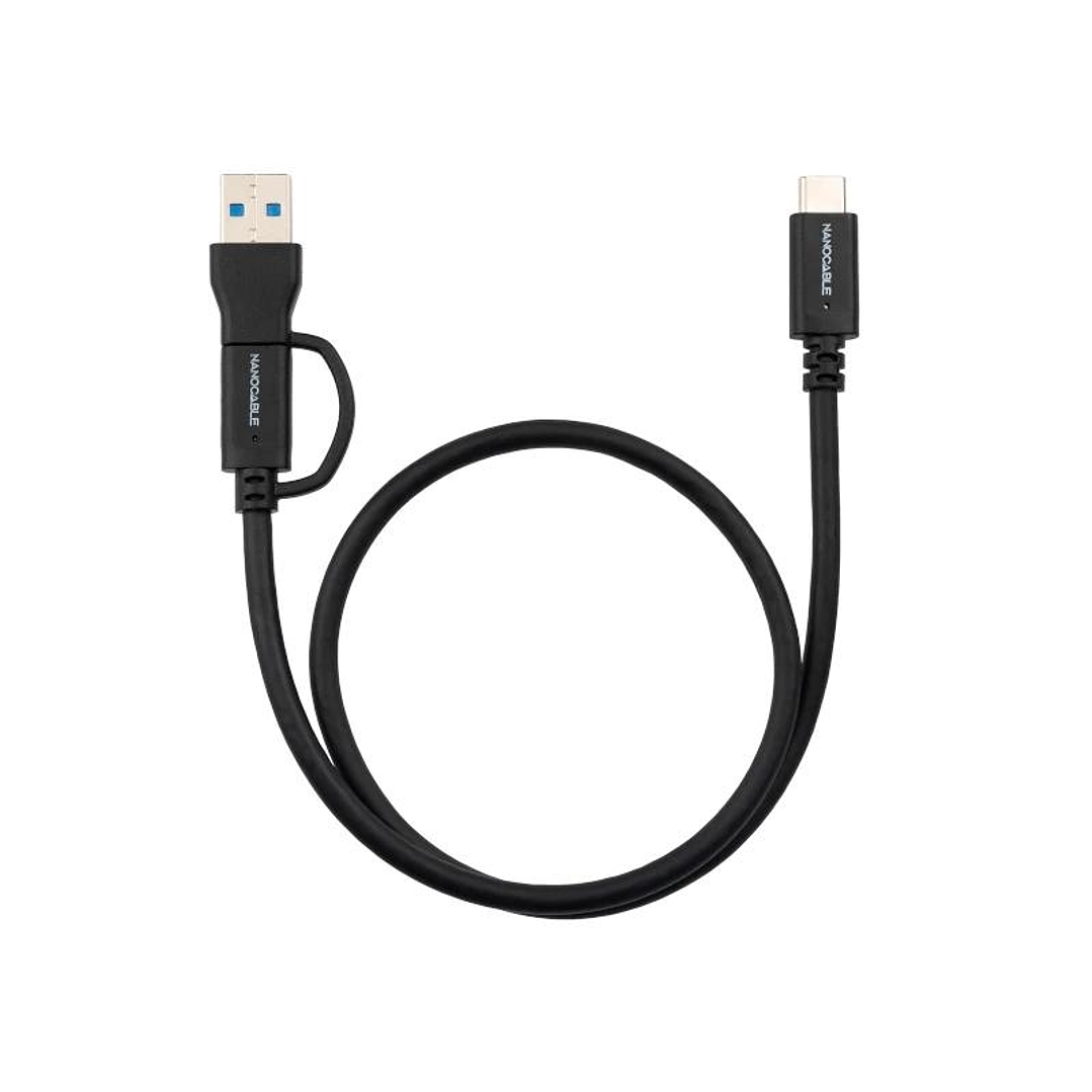 Nanocable Cable USB-C+USB-A/USB-C 3.2 GEN2 0.5M 1