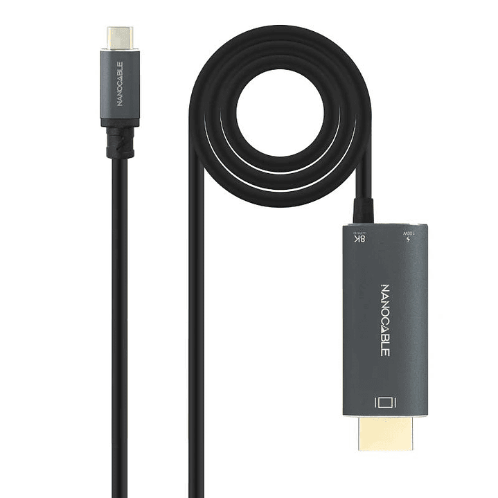 Nanocable Cable USB-C/M-HDMI 2.1+USB-C/H PD 1.8 M 1