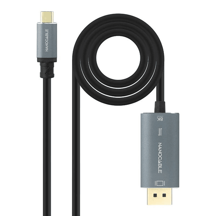 Nanocable Cable USB-C/M-DP/M Bidireccional 2 M 1