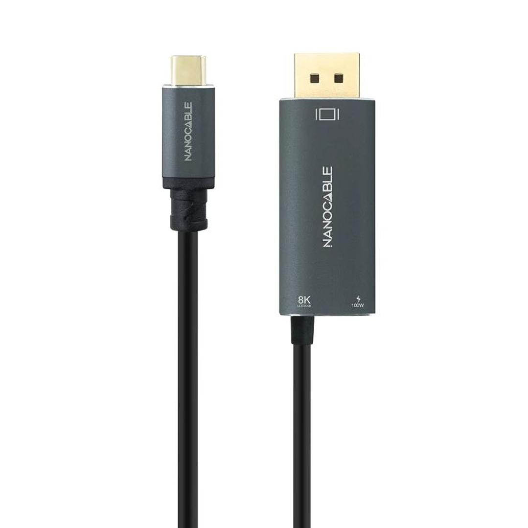 Nanocable Cable USB-C/M-DP/M+USB-C/H PD 1.8M 1