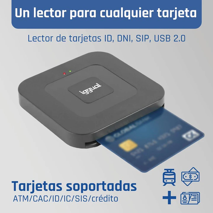 iggual Lector DNI SIP tarjetas ID USB-A / tipo C 2