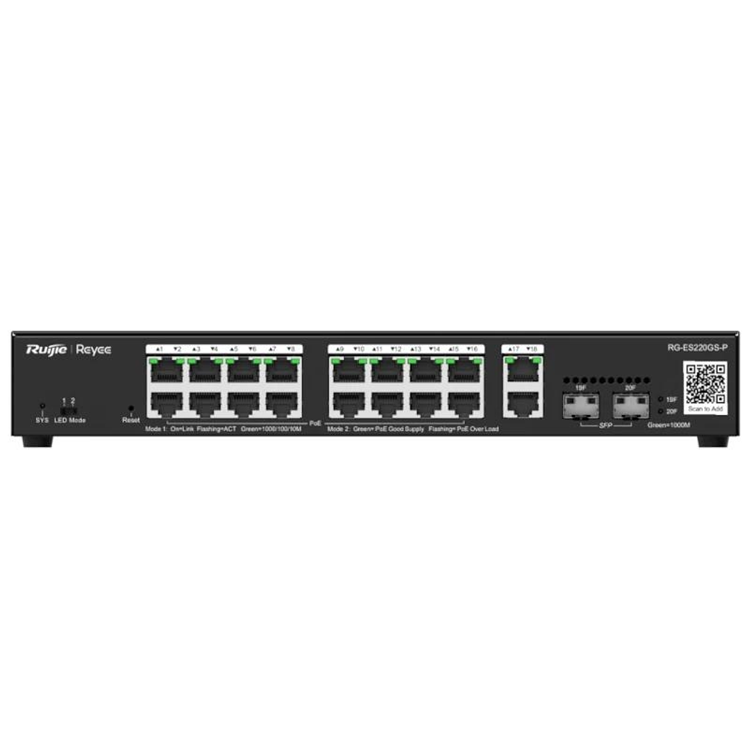 Reyee 20-Port Gigabit Smart POE Switch, 16 PoE/POE 1