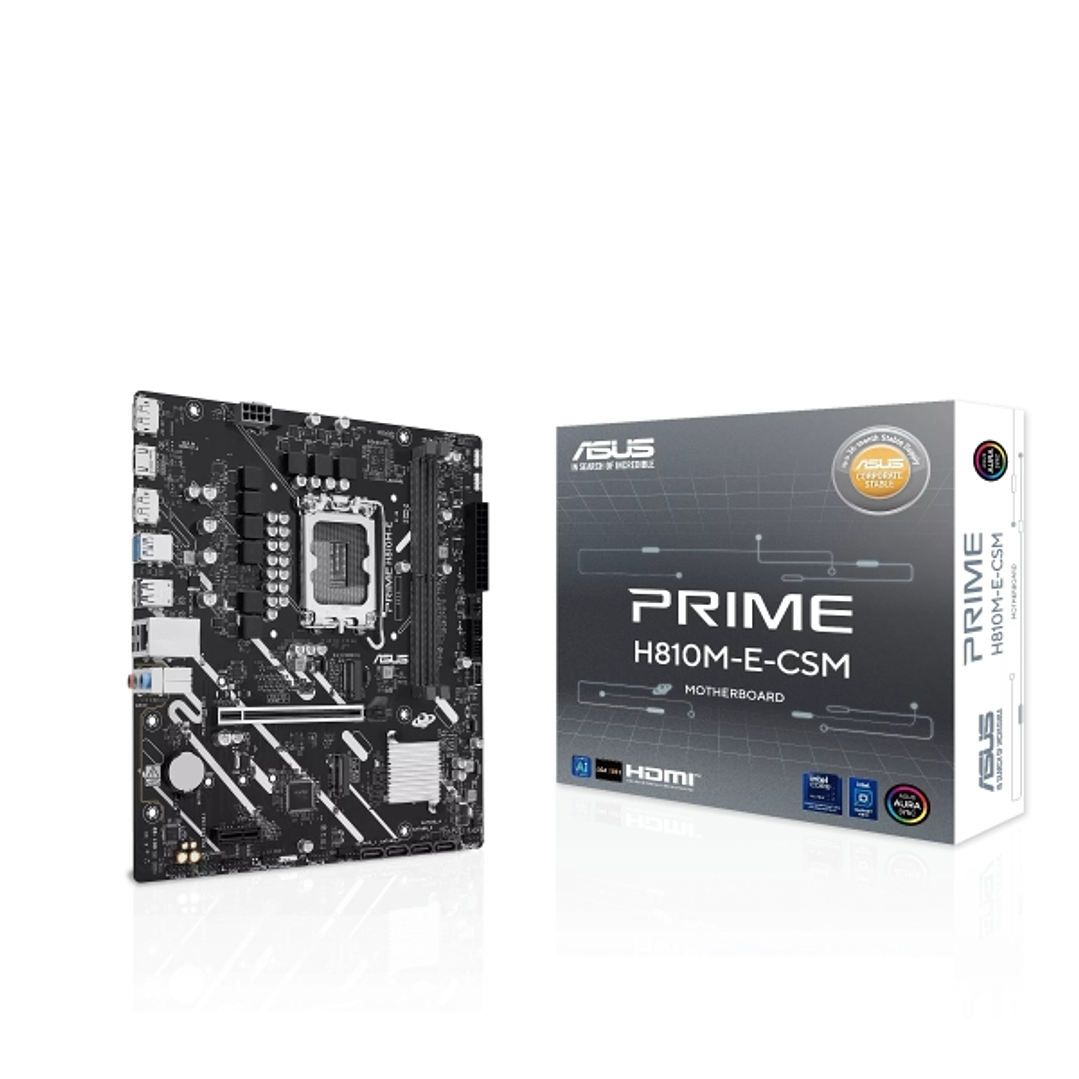 Asus Prime  H810M-E-CSM Placa Base Intel 1851 2x DDR5, 2x M2, 4x Sata III, PCIe, 4.0, USB 2.0, 3.2, RJ-45, HDMI, DisplayPort, MicroATX 1