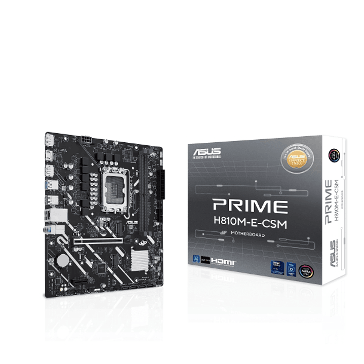 Asus Prime  H810M-E-CSM Placa Base Intel 1851 2x DDR5, 2x M2, 4x Sata III, PCIe, 4.0, USB 2.0, 3.2, RJ-45, HDMI, DisplayPort, MicroATX 1