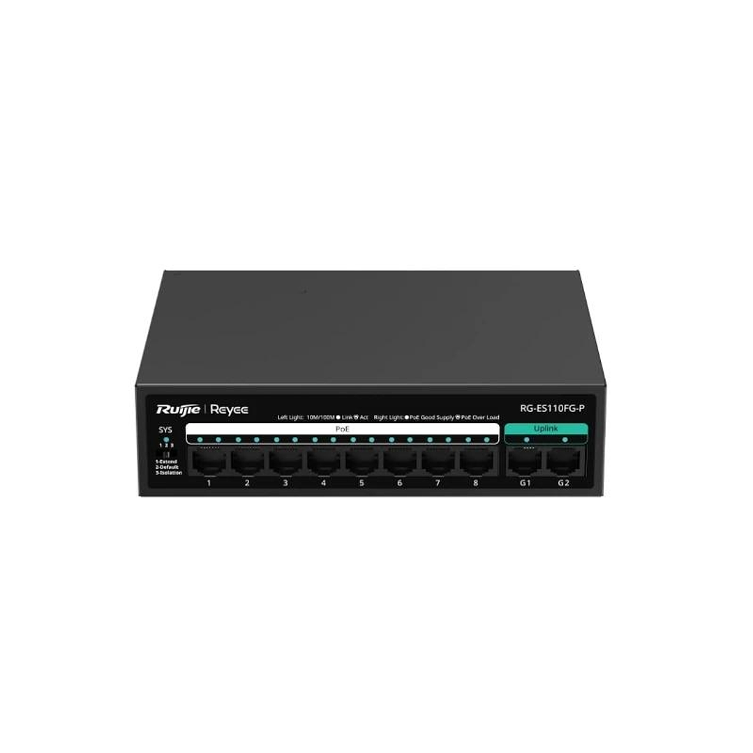 Reyee 8-Port 100Mbps + 2 Uplink Port 1000Mbps, 8 o 1