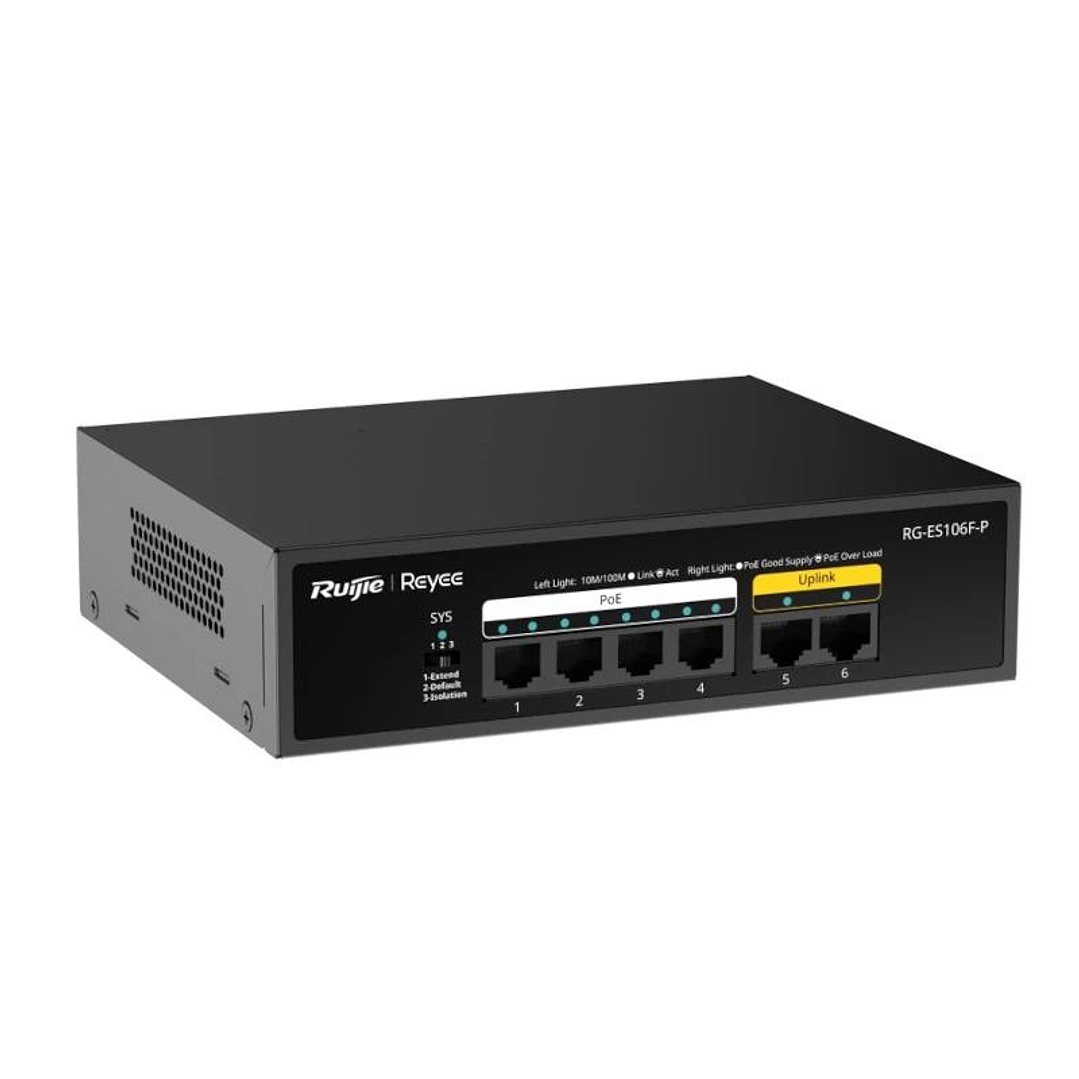 Reyee 6-Port 100Mbps, 4 of the ports support PoE/P 2