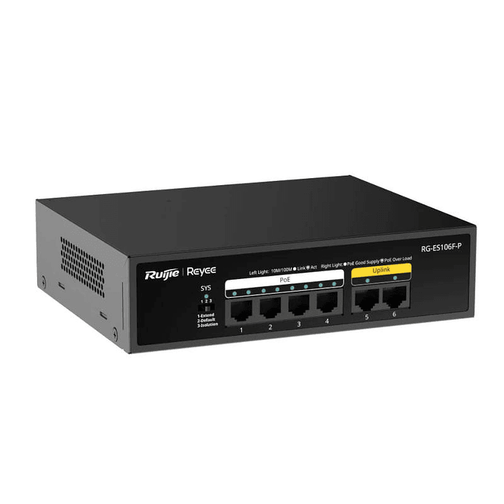 Reyee 6-Port 100Mbps, 4 of the ports support PoE/P 2