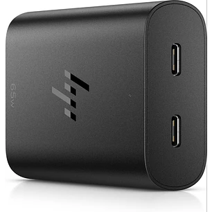 HP Cargador USB?C GaN 65W - 2 Puertos Carga Simultanea - Diseño Compacto y Ligero - Color Negro