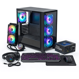 Coolbox COO-PACK-GMNG Pack Gaming Caja GE2000 + Refrigeración Liquida Infinite Liquid240 ARGB + Fuente CoolPower 750W + Kit Gaming XWing-2ares Jack 3.