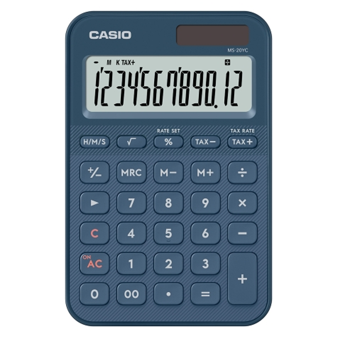 Casio SL-20YC Calculadora de Sobremesa con Pantalla LCD de 12 Digitos - Calculo de Impuestos, Porcentajes, Raiz Cuadrada etc... - Alimentacion Solar y 1