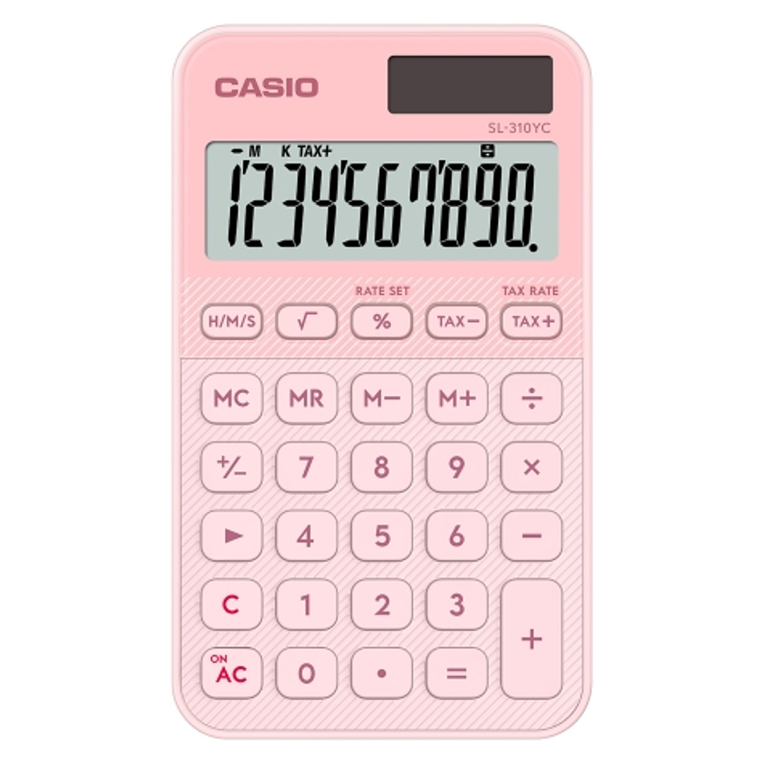 Casio SL-310YC Calculadora de Bolsillo con Pantalla LCD de 10 Digitos - Calculo de Impuestos - Alimentacion Solar y Pilas - Compacta y Ligera - Color  1