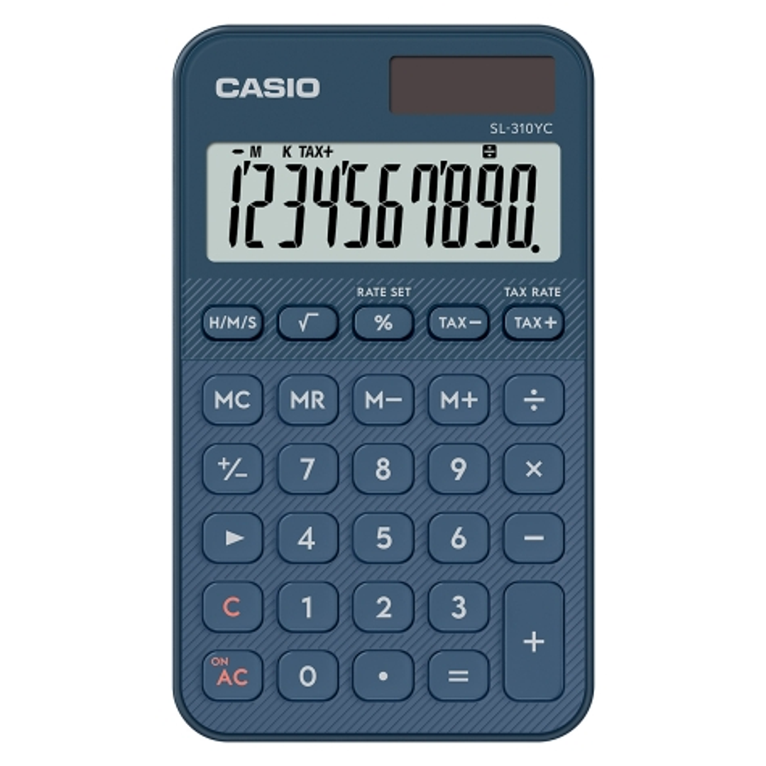 Casio SL-310YC Calculadora de Bolsillo con Pantalla LCD de 10 Digitos - Calculo de Impuestos - Alimentacion Solar y Pilas - Compacta y Ligera - Color  1