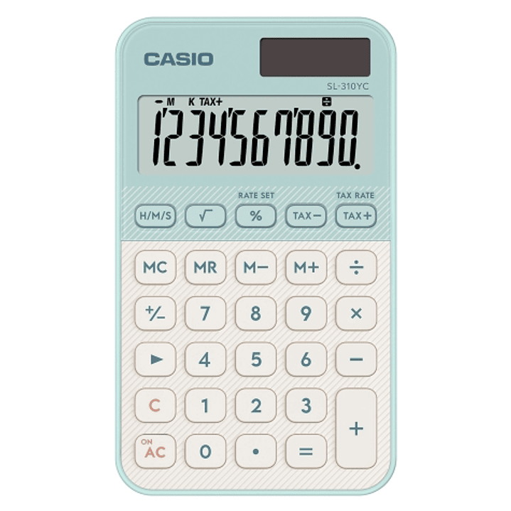 Casio SL-310YC Calculadora de Bolsillo con Pantalla LCD de 10 Digitos - Calculo de Impuestos - Alimentacion Solar y Pilas - Compacta y Ligera - Color  1