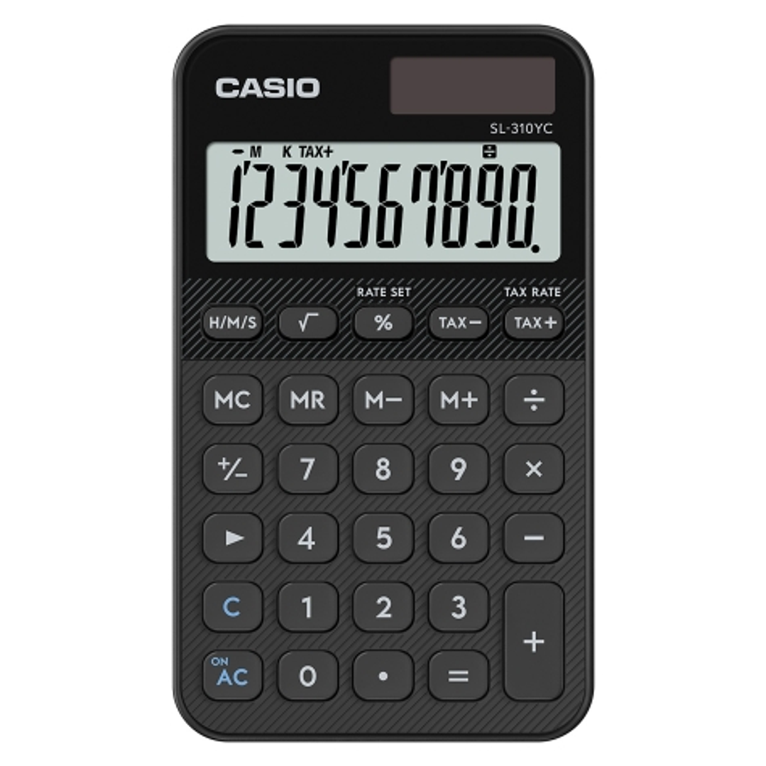Casio SL-310YC Calculadora de Bolsillo con Pantalla LCD de 10 Digitos - Calculo de Impuestos - Alimentacion Solar y Pilas - Compacta y Ligera - Color  1
