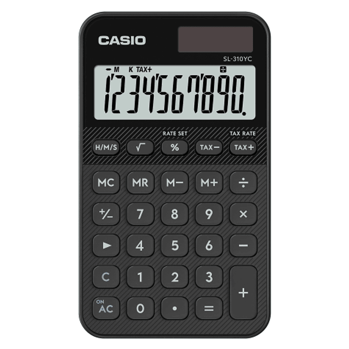 Casio SL-310YC Calculadora de Bolsillo con Pantalla LCD de 10 Digitos - Calculo de Impuestos - Alimentacion Solar y Pilas - Compacta y Ligera - Color  1