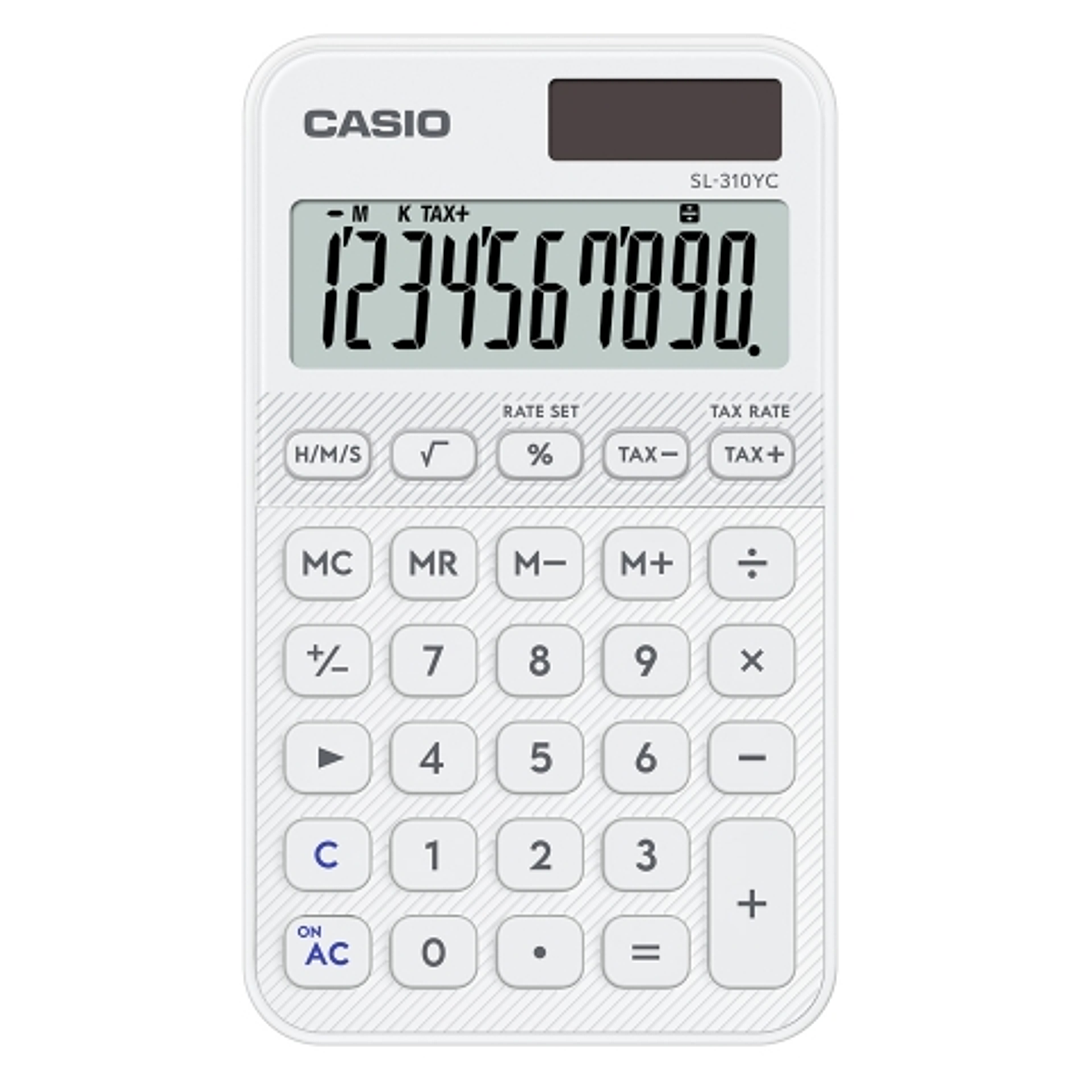 Casio SL-310YC Calculadora de Bolsillo con Pantalla LCD de 10 Digitos - Calculo de Impuestos - Alimentacion Solar y Pilas - Compacta y Ligera - Color  1