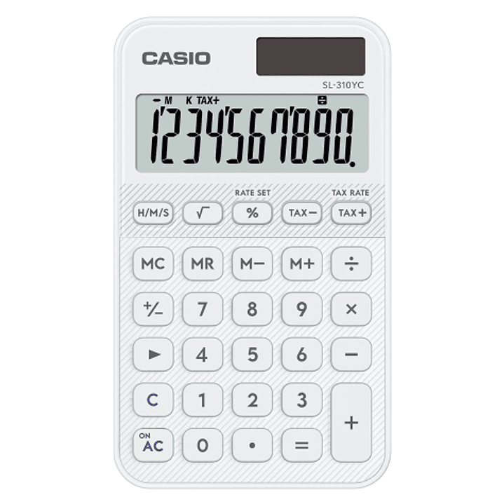 Casio SL-310YC Calculadora de Bolsillo con Pantalla LCD de 10 Digitos - Calculo de Impuestos - Alimentacion Solar y Pilas - Compacta y Ligera - Color  1