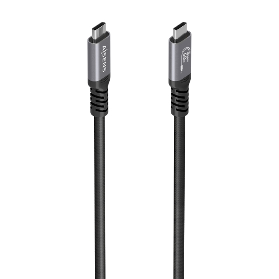 Aisens Cable USB-C Macho - Soporta hasta 60W - Longitud 7m - Velocidad de Transferencia hasta 5Gbps - Resolucion 4K - Aluminio - Color Negro 1