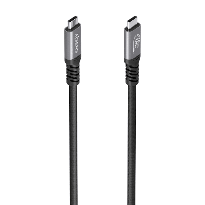 Aisens Cable USB-C Macho - Soporta hasta 100W - Longitud 4m - Velocidad de Transferencia hasta 10Gbps - Resolucion 8K - Aluminio - Color Negro 1