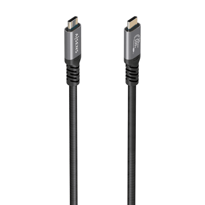 Aisens Cable USB-C Macho - Soporta hasta 100W - Longitud 3m - Velocidad de Transferencia hasta 20Gbps - Resolucion 8K - Aluminio - Color Negro 1