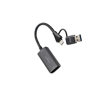 Nanocable Capturadora de Video - HDMI 4K Hembra - USB-C Macho - Adaptador USB-A - Multisistema - Color Gris Oscuro