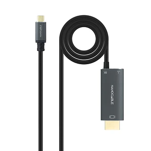 Nanocable Cable Adaptador USB-C a HDMI - Longitud 1.8m - Resolucion 8K - Carcasa Metalica de Aluminio - 195x230x20mm - Color Gris Oscuro