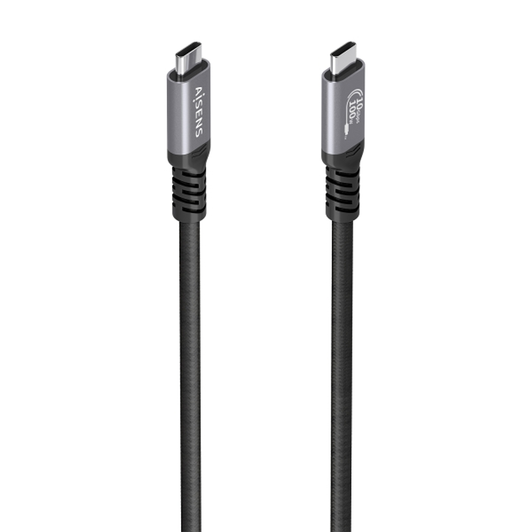 Aisens Cable USB-C Macho - Soporta hasta 100W - Longitud 5m - Velocidad de Transferencia hasta 10Gbps - Resolucion 8K - Aluminio - Color Negro 1