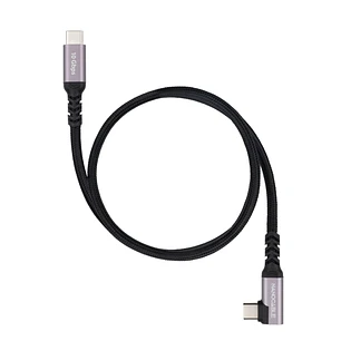 Nanocable Cable USB-C Macho Acodado 90º - Soporta hasta 100W - Longitud 0.5m - Velocidad de Transferencia hasta 10Gbps - Resolucion 4K - Algodon Trenz