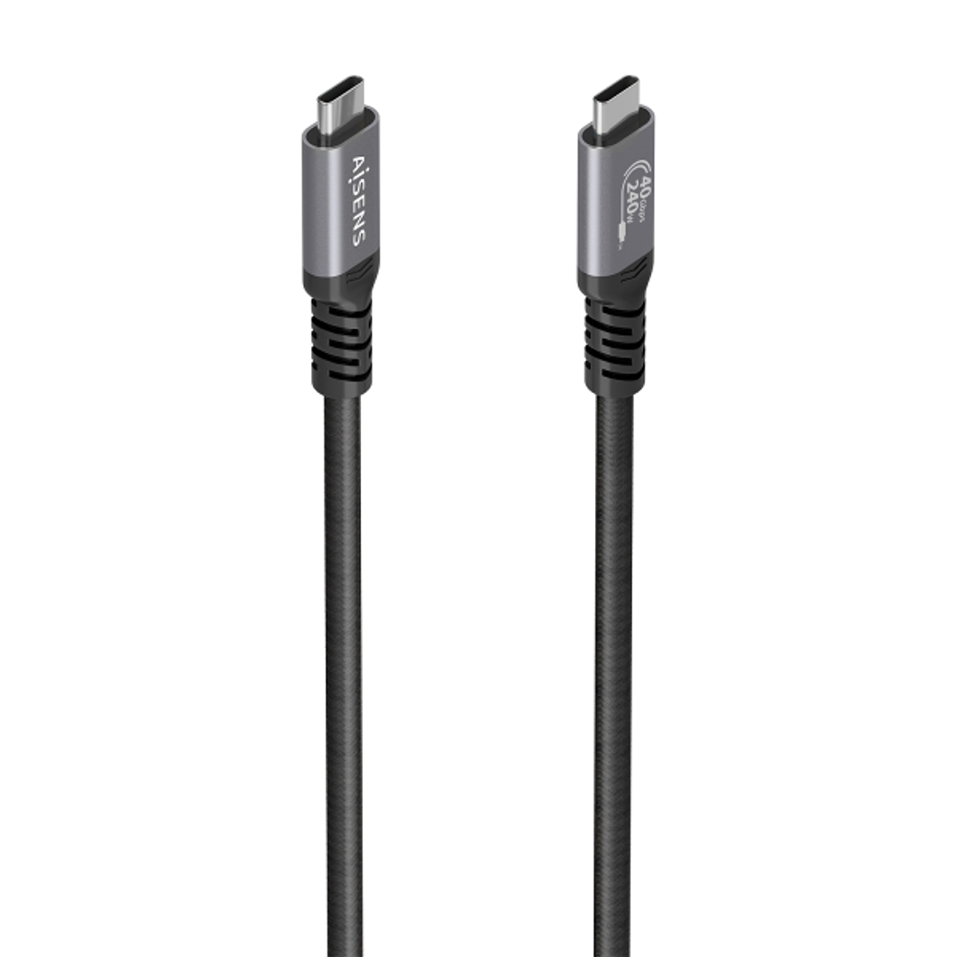 Aisens Cable USB-C Macho - Soporta hasta 240W - Longitud 0.5m - Velocidad de Transferencia hasta 40Gbps - Resolucion 8K - Aluminio - Color Negro 1