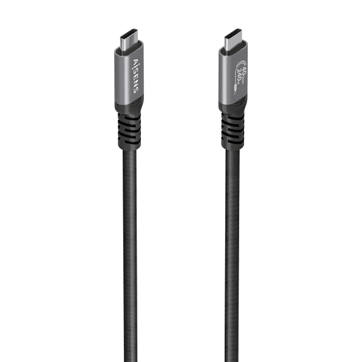 Aisens Cable USB-C Macho - Soporta hasta 240W - Longitud 1.5m - Velocidad de Transferencia hasta 40Gbps - Resolucion 8K - Aluminio - Color Negro 1