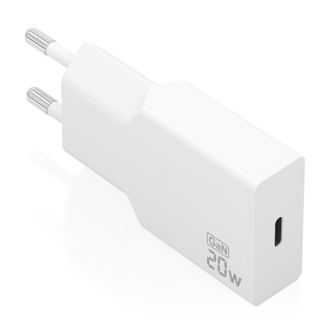 Aisens Cargador de Pared - 20W - GaN - 1xUSB-C - Power Delivery 3.0 - Ultra Delgado - Multiples Protecciones de Seguridad - Color Blanco 1