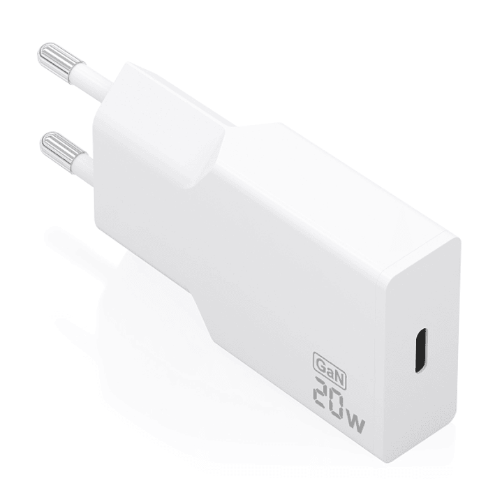 Aisens Cargador de Pared - 20W - GaN - 1xUSB-C - Power Delivery 3.0 - Ultra Delgado - Multiples Protecciones de Seguridad - Color Blanco 1