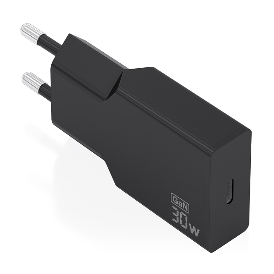 Aisens Cargador de Pared - 30W - GaN - 1xUSB-C - Power Delivery 3.0 - Ultra Delgado - Multiples Protecciones de Seguridad - Color Negro 1