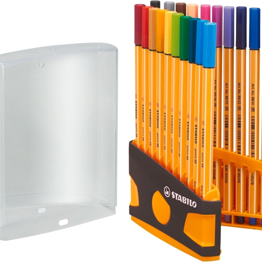 Stabilo Point 88 Pack de 20 Rotuladores de Punta Fina de Fibra - Trazo de 0.4mm. - Tinta con Base de Agua - Apto para Reglas y Plantillas - Colores Su 1